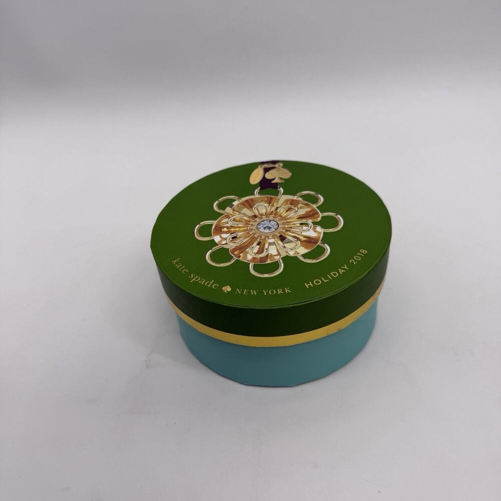 Kate Spade - Bejeweled Annual Ornament 2018 Gold Flower-NEW IN BOX